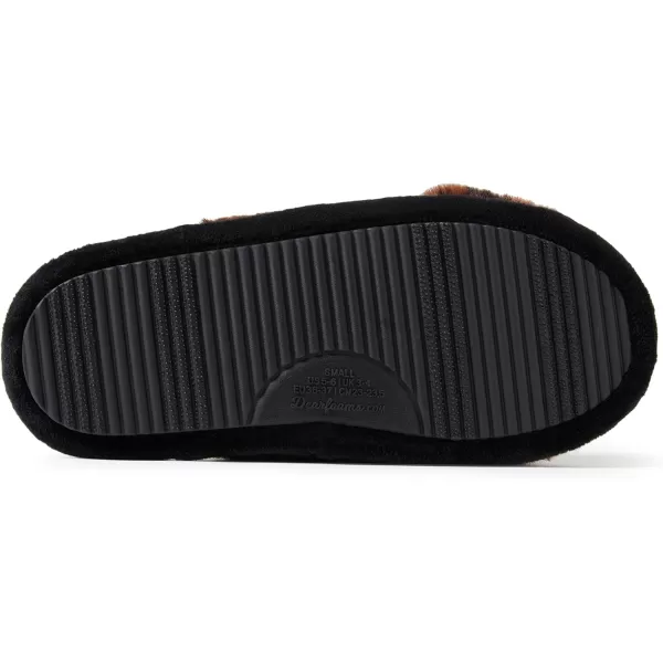 Dearfoams Women's Jessica faux faux fur Cross Band Slide Slipper