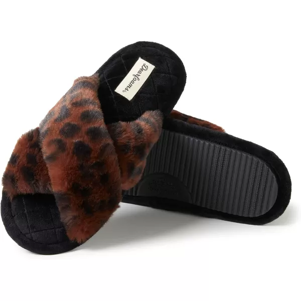 Dearfoams Women's Jessica faux faux fur Cross Band Slide Slipper