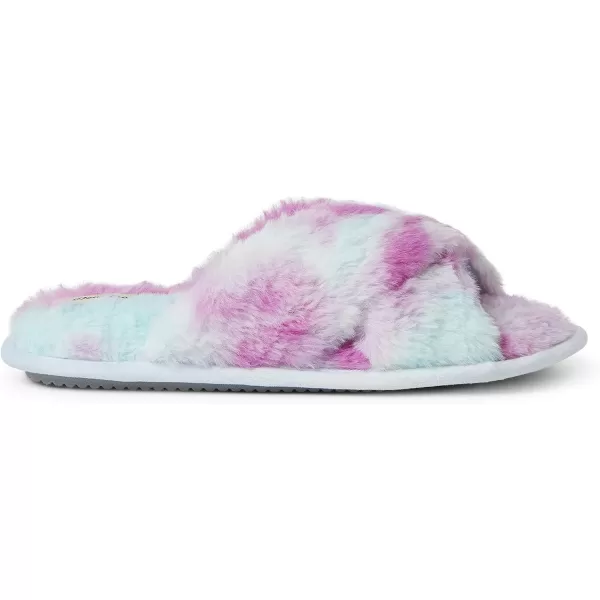 Dearfoams Women's Jessica faux faux fur Cross Band Slide Slipper