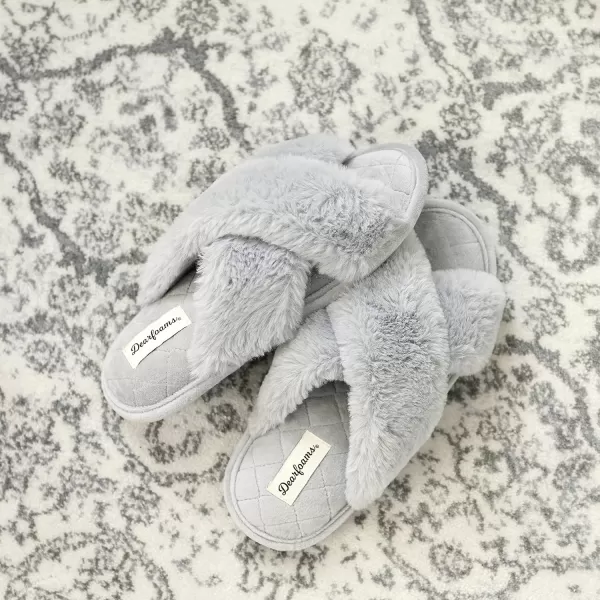 Dearfoams Women's Jessica faux faux fur Cross Band Slide Slipper