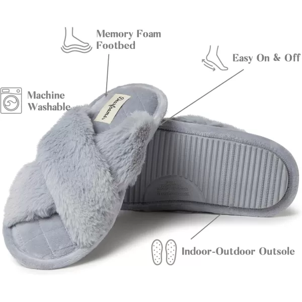 Dearfoams Women's Jessica faux faux fur Cross Band Slide Slipper