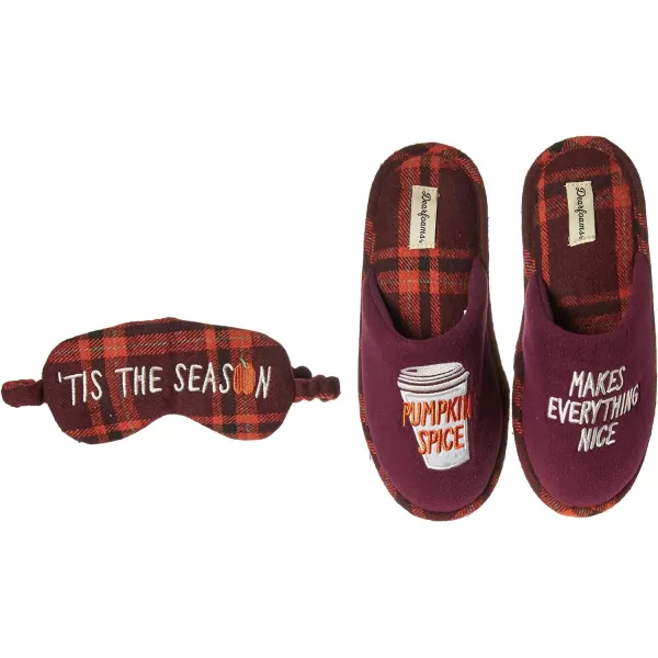 Dearfoams Women's Novelty Scuff with Eye Mask Slipper