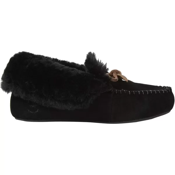 Dearfoams Women's Suede Foldover Bootie Slipper with Tie