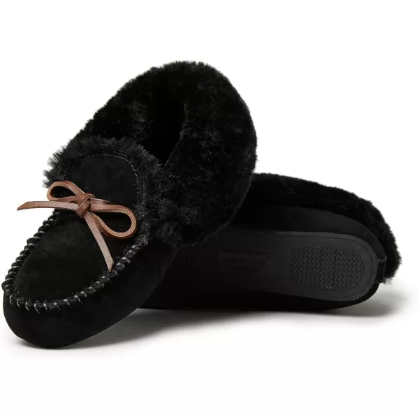 Dearfoams Women's Suede Foldover Bootie Slipper with Tie