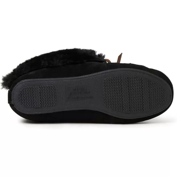 Dearfoams Women's Suede Foldover Bootie Slipper with Tie
