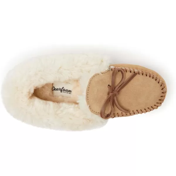 Dearfoams Women's Suede Foldover Bootie Slipper with Tie