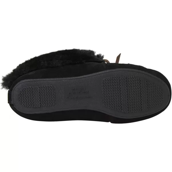 Dearfoams Women's Suede Foldover Bootie Slipper with Tie
