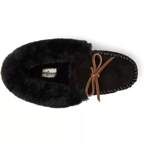 Dearfoams Women's Suede Foldover Bootie Slipper with Tie