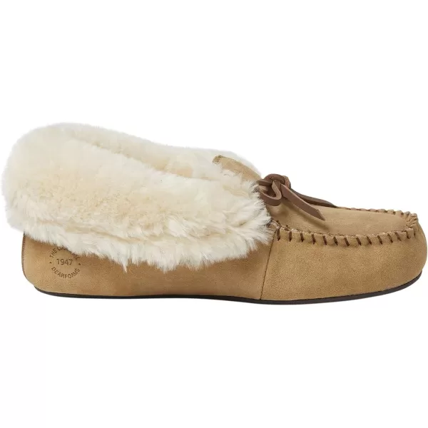 Dearfoams Women's Suede Foldover Bootie Slipper with Tie