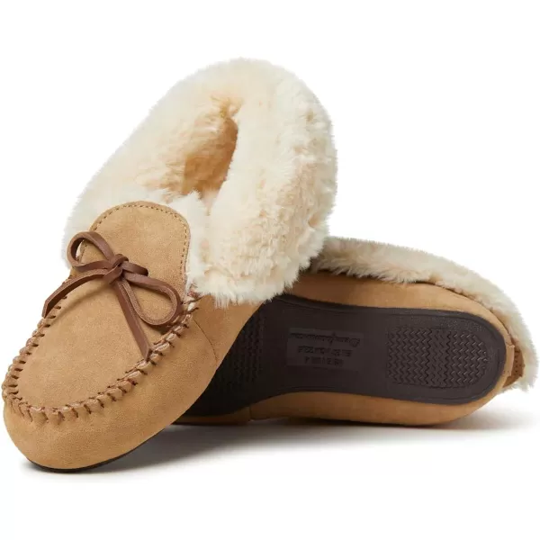 Dearfoams Women's Suede Foldover Bootie Slipper with Tie