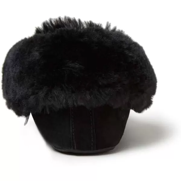 Dearfoams Women's Suede Foldover Bootie Slipper with Tie