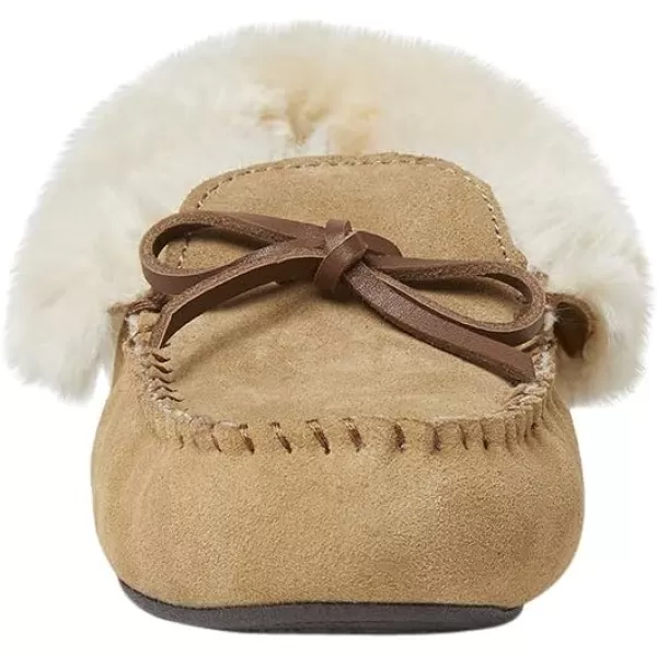 Dearfoams Women's Suede Foldover Bootie Slipper with Tie