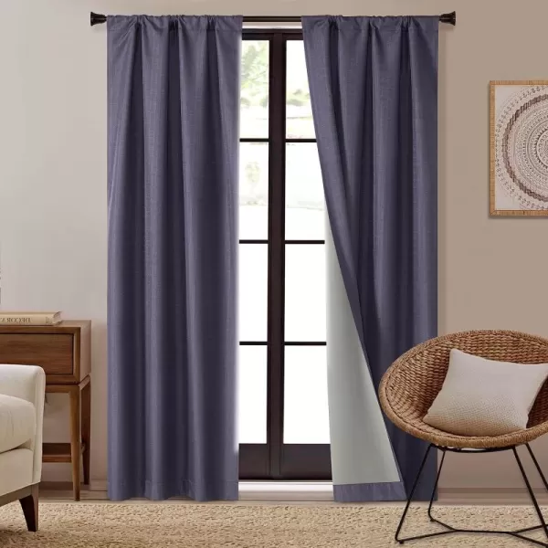 Dearfoams Energy Efficient Total Blackout Curtain Window Panel Set of 2, 37" x 95" Navy