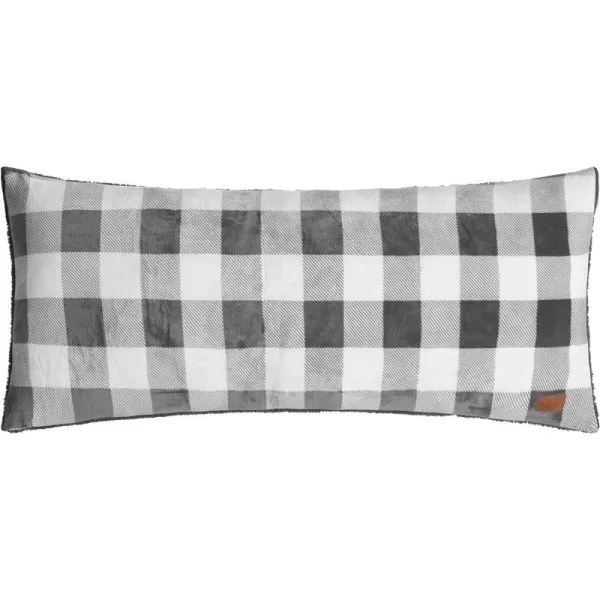 Dearfoams Grey and White Check Plaid Full Body Pillow,Royal Plush with Sherpa Reverse Fabric,48"x20" Long Pillow