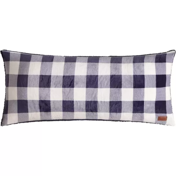 Dearfoams Grey and White Check Plaid Full Body Pillow,Royal Plush with Sherpa Reverse Fabric,48"x20" Long Pillow