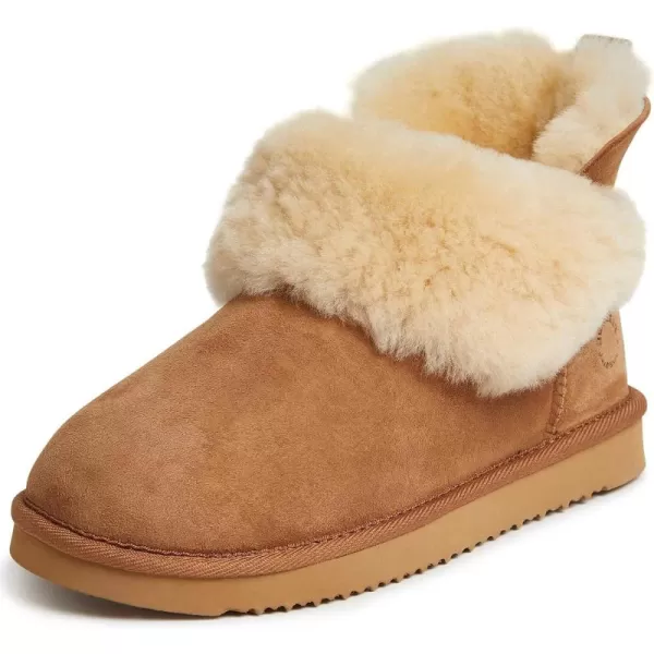 Dearfoams Women's Fireside Shearling Water Resistant Indoor/Outdoor Foldover Boot Slipper