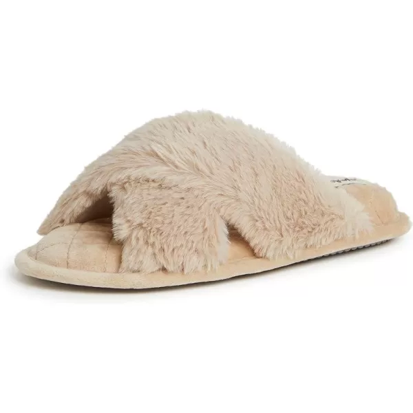 Dearfoams Women's Jessica faux faux fur Cross Band Slide Slipper