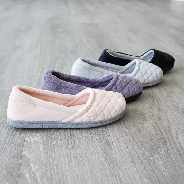 Dearfoams Women's Katie Velour Secure-fit Closed Back Memory Foam Comfort Slip on Loafer with Rubber Sole Slipper