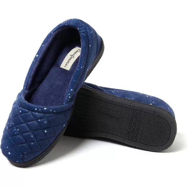 Dearfoams Women's Katie Velour Secure-fit Closed Back Memory Foam Comfort Slip on Loafer with Rubber Sole Slipper
