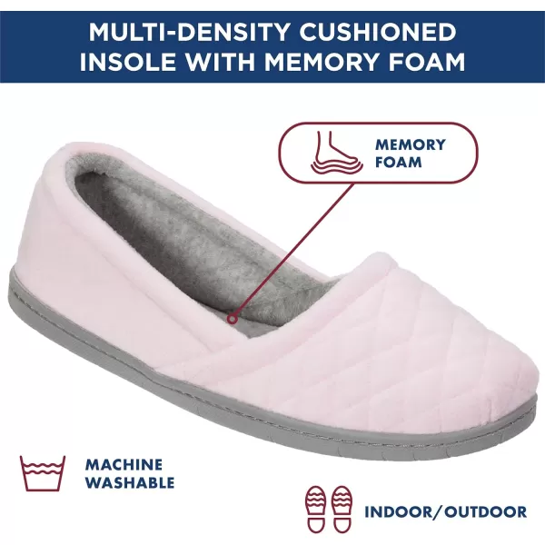 Dearfoams Women's Katie Velour Secure-fit Closed Back Memory Foam Comfort Slip on Loafer with Rubber Sole Slipper