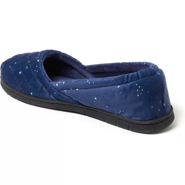 Dearfoams Women's Katie Velour Secure-fit Closed Back Memory Foam Comfort Slip on Loafer with Rubber Sole Slipper