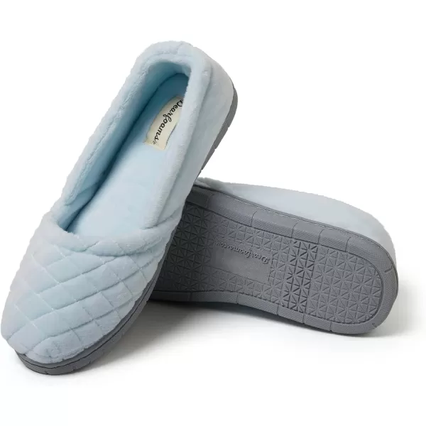 Dearfoams Women's Katie Velour Secure-fit Closed Back Memory Foam Comfort Slip on Loafer with Rubber Sole Slipper