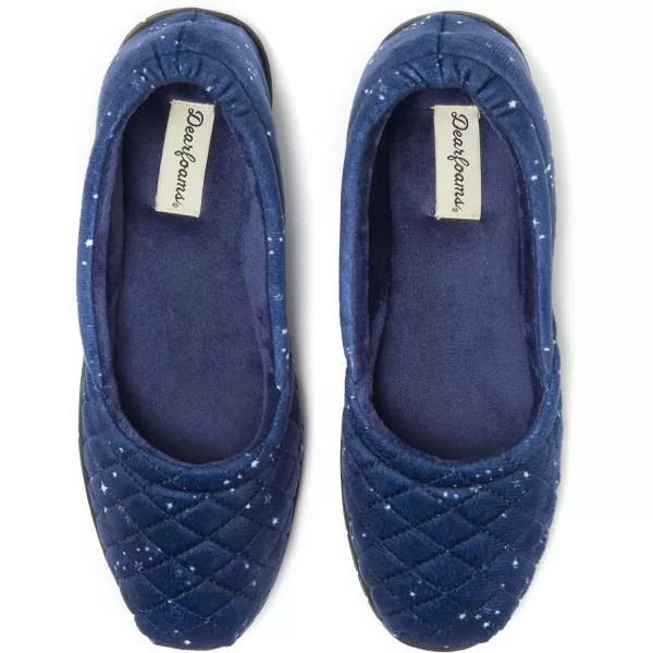 Dearfoams Women's Katie Velour Secure-fit Closed Back Memory Foam Comfort Slip on Loafer with Rubber Sole Slipper