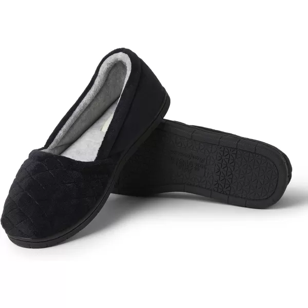 Dearfoams Women's Katie Velour Secure-fit Closed Back Memory Foam Comfort Slip on Loafer with Rubber Sole Slipper
