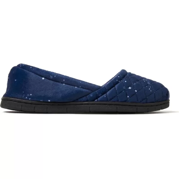Dearfoams Women's Katie Velour Secure-fit Closed Back Memory Foam Comfort Slip on Loafer with Rubber Sole Slipper