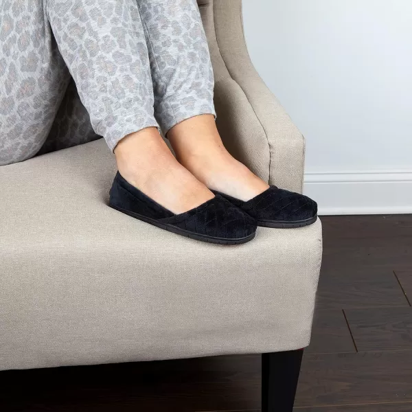 Dearfoams Women's Katie Velour Secure-fit Closed Back Memory Foam Comfort Slip on Loafer with Rubber Sole Slipper