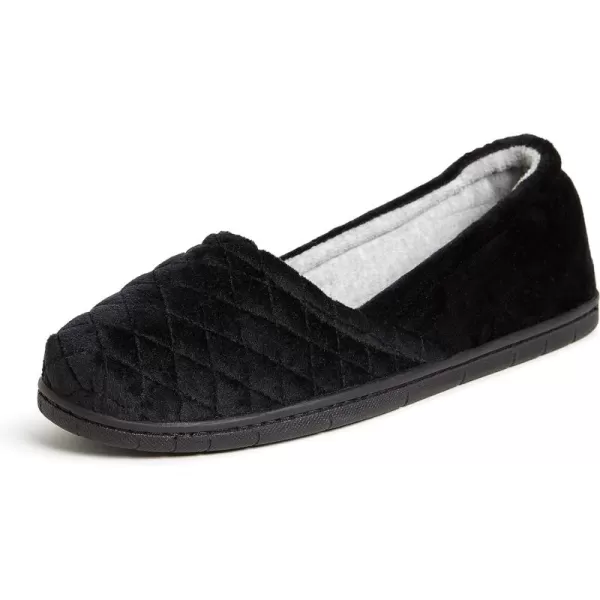 Dearfoams Women's Katie Velour Secure-fit Closed Back Memory Foam Comfort Slip on Loafer with Rubber Sole Slipper