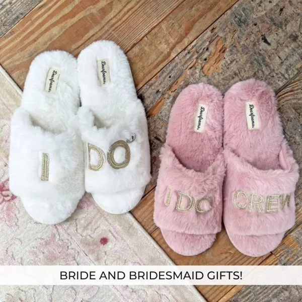Dearfoams Women's Bride and Bridesmaid Gifts I Do Crew Slippers for Wedding and Bachelorette Party