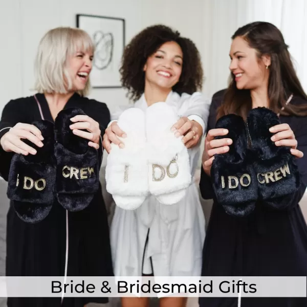 Dearfoams Women's Bride and Bridesmaid Gifts I Do Crew Slippers for Wedding and Bachelorette Party