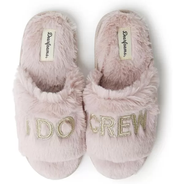 Dearfoams Women's Bride and Bridesmaid Gifts I Do Crew Slippers for Wedding and Bachelorette Party