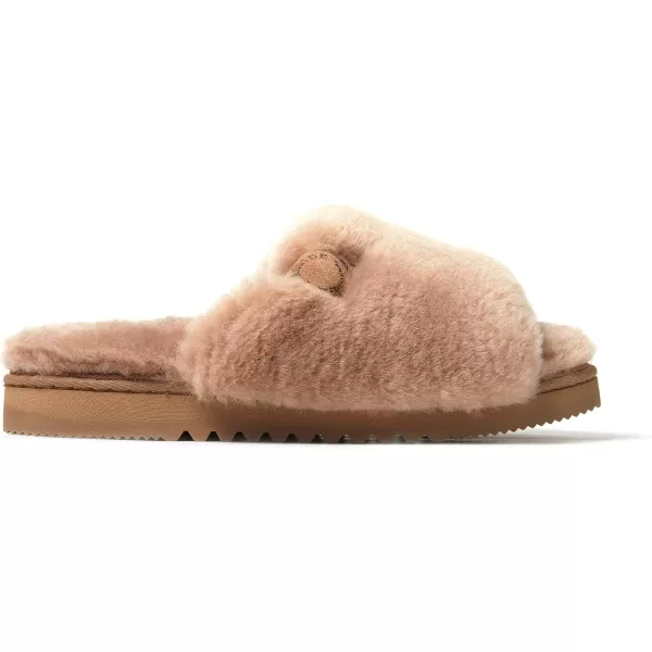 Dearfoams Women's Fireside Cairns Shearling Easy on/Off Slide Sandal Slipper