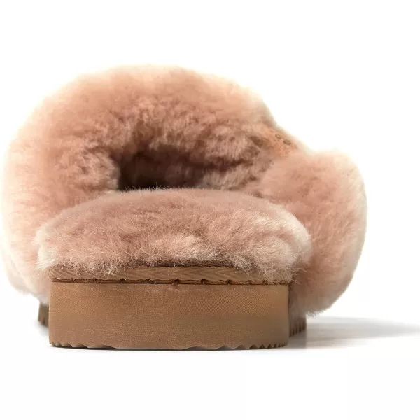 Dearfoams Women's Fireside Cairns Shearling Easy on/Off Slide Sandal Slipper