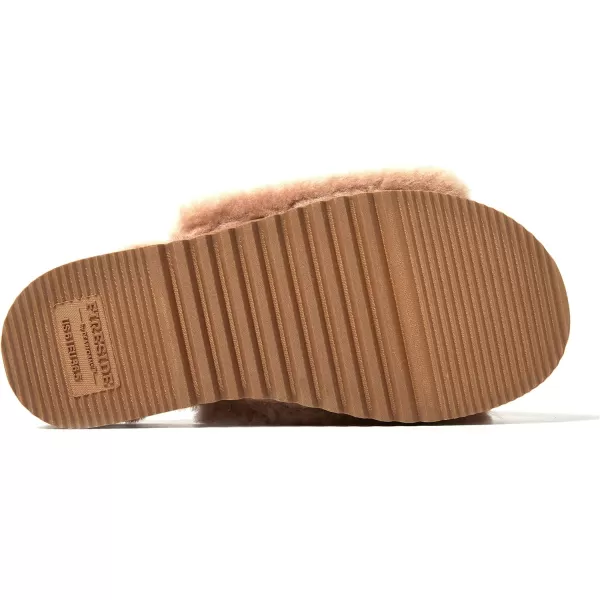 Dearfoams Women's Fireside Cairns Shearling Easy on/Off Slide Sandal Slipper