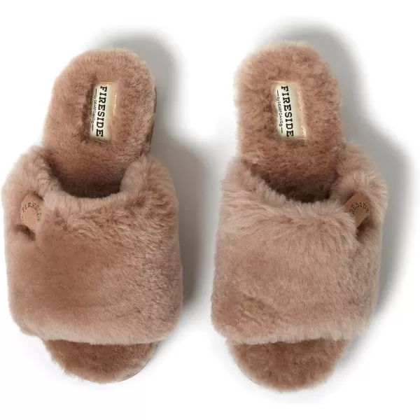 Dearfoams Women's Fireside Cairns Shearling Easy on/Off Slide Sandal Slipper