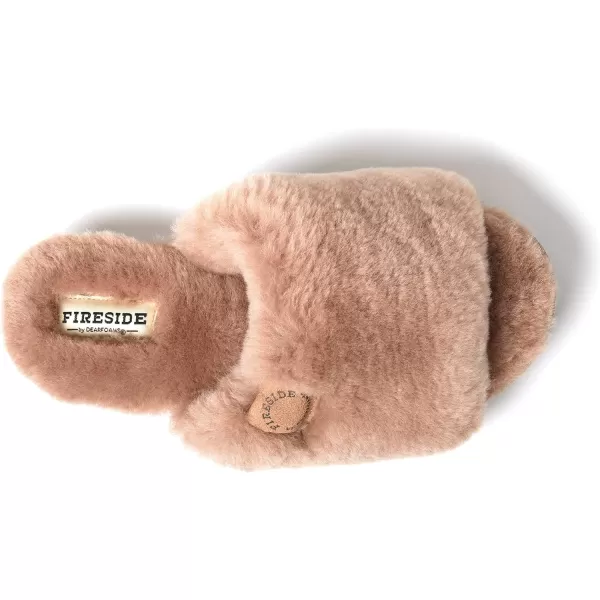 Dearfoams Women's Fireside Cairns Shearling Easy on/Off Slide Sandal Slipper