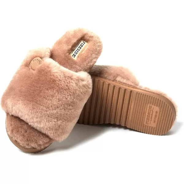 Dearfoams Women's Fireside Cairns Shearling Easy on/Off Slide Sandal Slipper