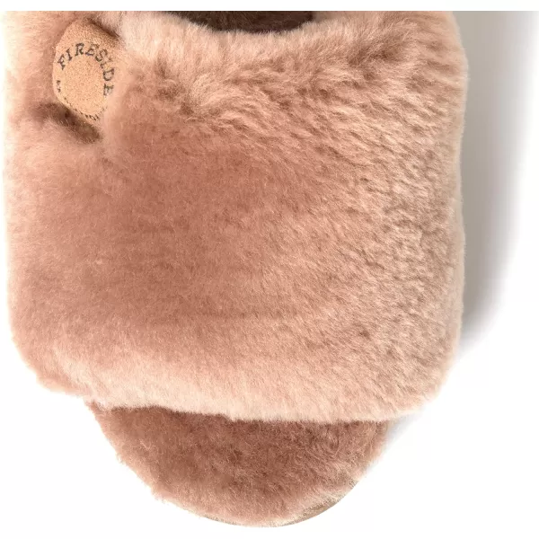 Dearfoams Women's Fireside Cairns Shearling Easy on/Off Slide Sandal Slipper