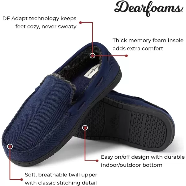 Dearfoams Men's Keaton Memory Foam Moccasin with Wide Widths Slipper