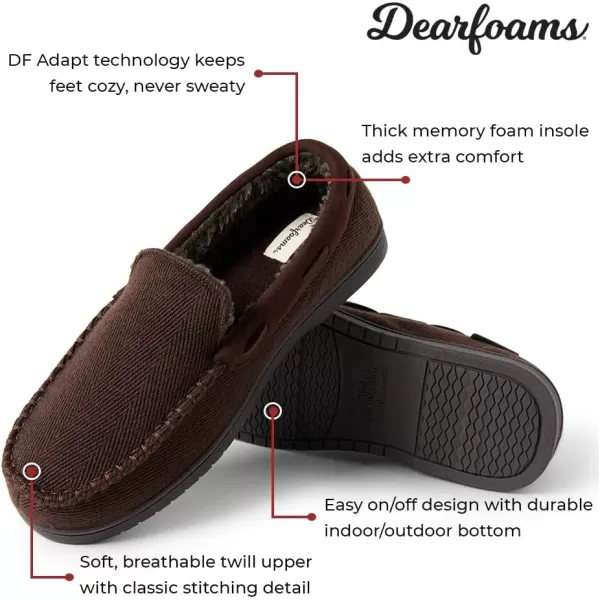 Dearfoams Men's Keaton Memory Foam Moccasin with Wide Widths Slipper