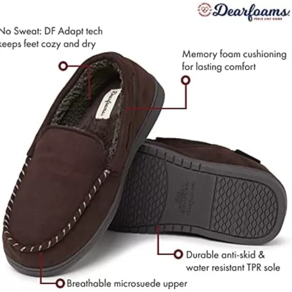Dearfoams Men's Keaton Memory Foam Moccasin with Wide Widths Slipper