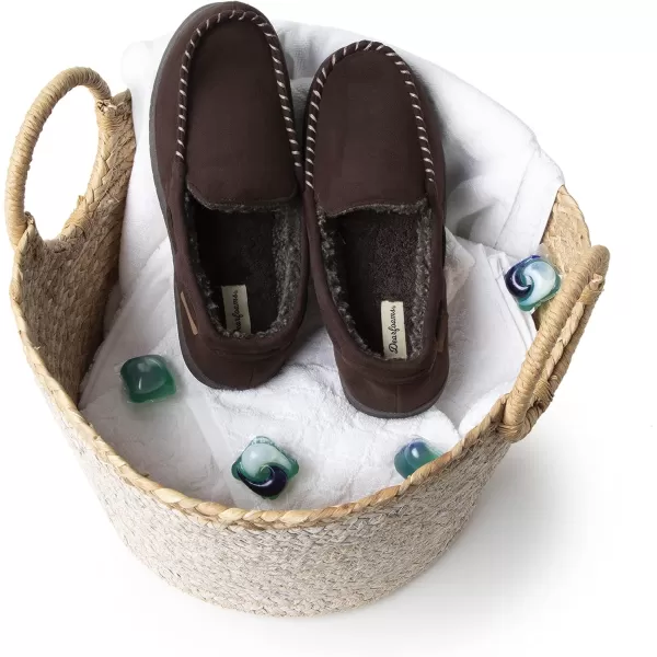 Dearfoams Men's Keaton Memory Foam Moccasin with Wide Widths Slipper
