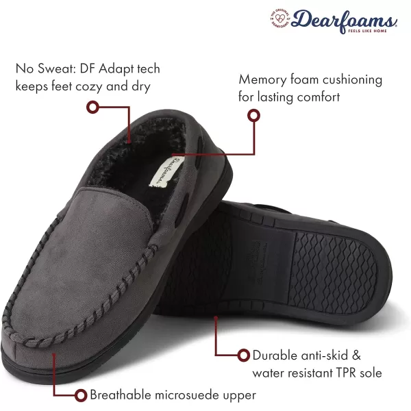 Dearfoams Men's Keaton Memory Foam Moccasin with Wide Widths Slipper