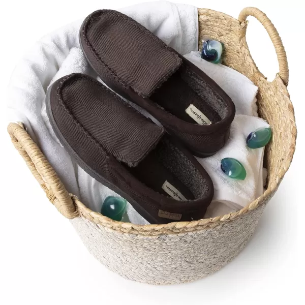 Dearfoams Men's Keaton Memory Foam Moccasin with Wide Widths Slipper