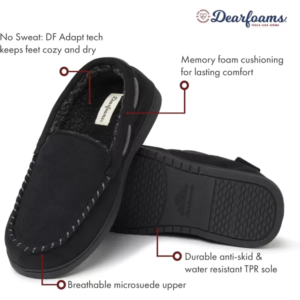 Dearfoams Men's Keaton Memory Foam Moccasin with Wide Widths Slipper