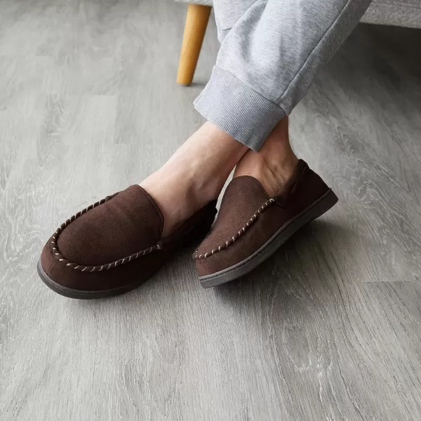 Dearfoams Men's Keaton Memory Foam Moccasin with Wide Widths Slipper