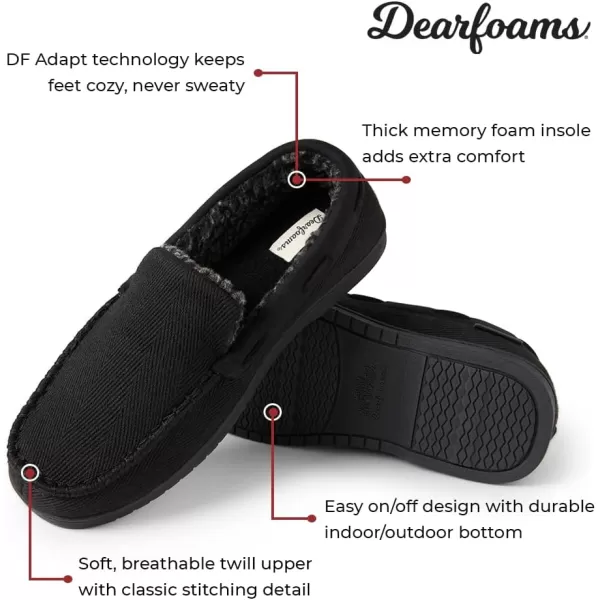 Dearfoams Men's Keaton Memory Foam Moccasin with Wide Widths Slipper